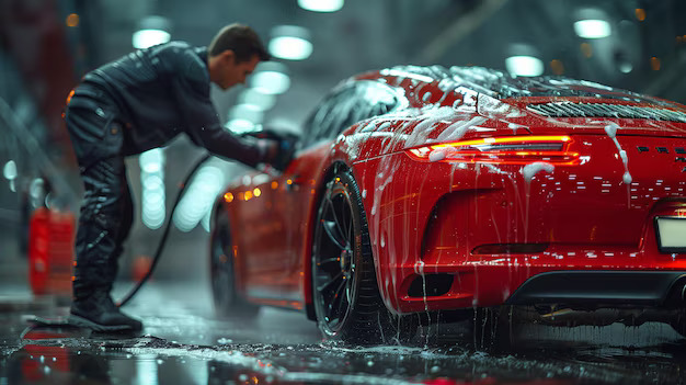 Professional car detailing in progress